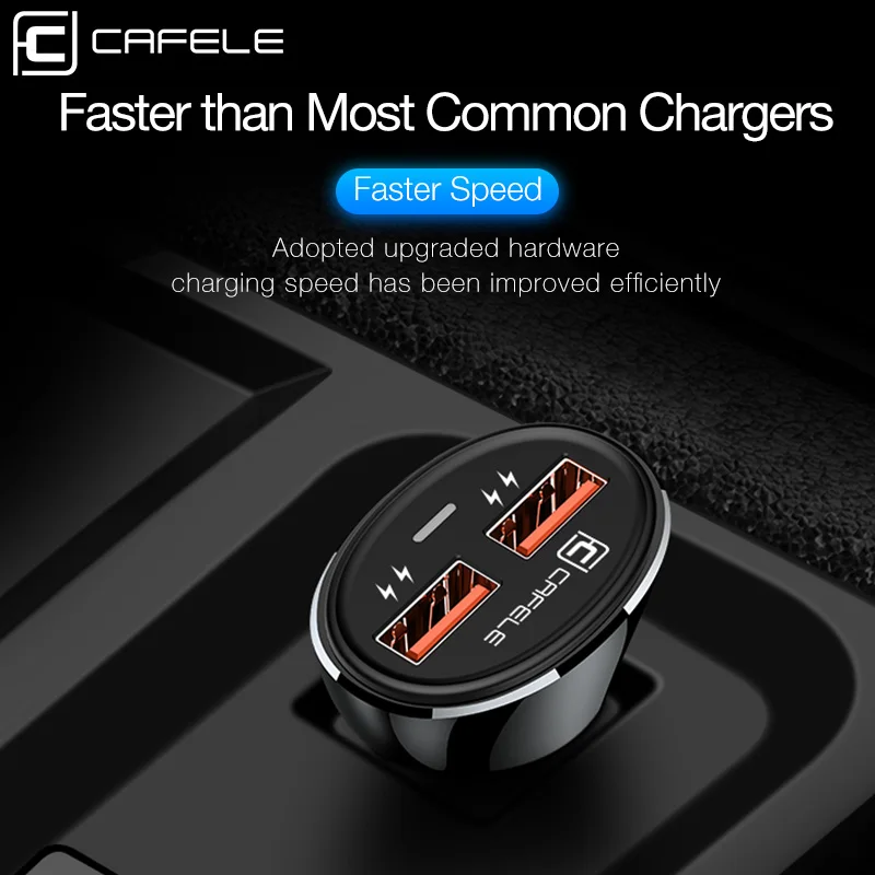 CAFELE 3A ماكس المزدوج USB شاحن سيارة سيارة ميني الهاتف شاحن الزنك سبائك شاحن متوافق ل فون سامسونج هواوي Xiaomi اللوحي