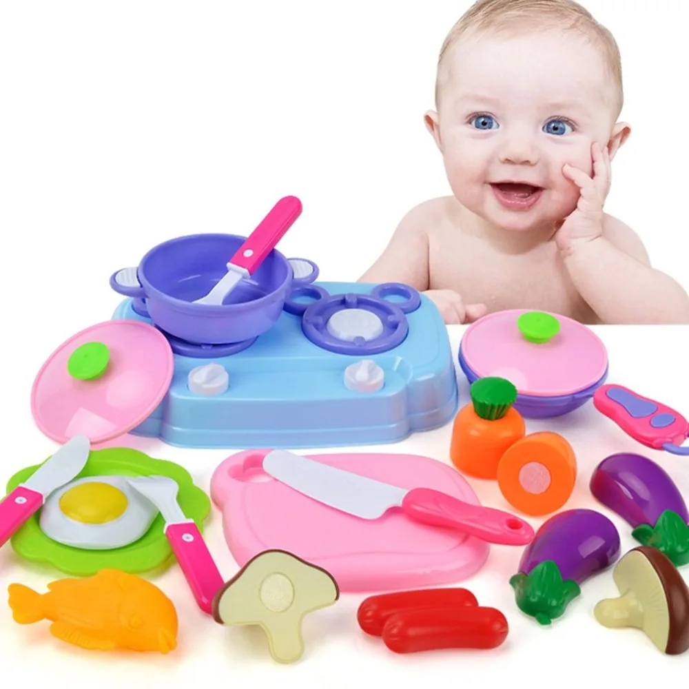 15Pcs Fruit Vegetable Cutter Cutting Board Simulation Model Kitchen