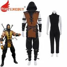 CostumeBuy игры Mortal Kombat X Скорпион Ханзо Hasashi Косплэй костюм для взрослых на Хеллоуин карнавальный костюм L920