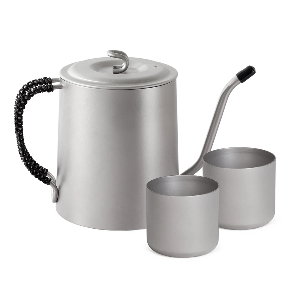 

Ultralight 950ml Titanium Tea Kettle Long Narrow Spout Coffee Maker Pot Outdoor Camping Backpacking Outdoor Tableware