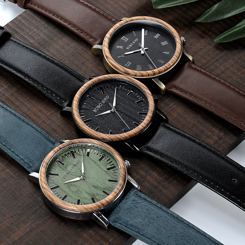BOBO BIRD L-P01 Wood Quartz Watch Stainless Steel Back Men Wrist Quality Skeleton Watch Chinese Products Drop Shipping