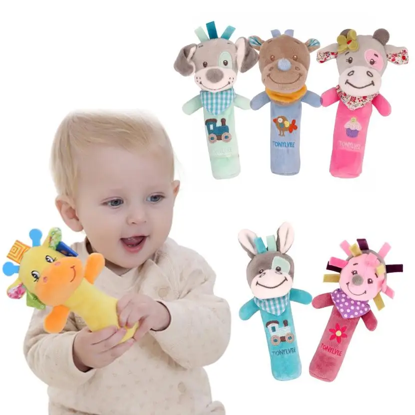 Animals Hand Bells Musical Baby Soft Toys Developmental Rattle Bed Kids