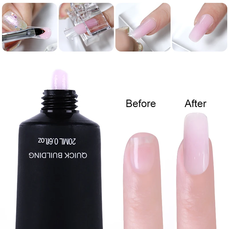 LilyCute набор гелей для быстрого наращивания для дизайна ногтей Французский прозрачный розовый белый телесный цвет полигелевые наконечники для ногтей УФ-гель-щетка для ногтей