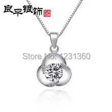 Мода стерлингового серебра 925 три листа подвеска "слива" и ожерелье для женщин высокое качество кубического циркония ожерелье