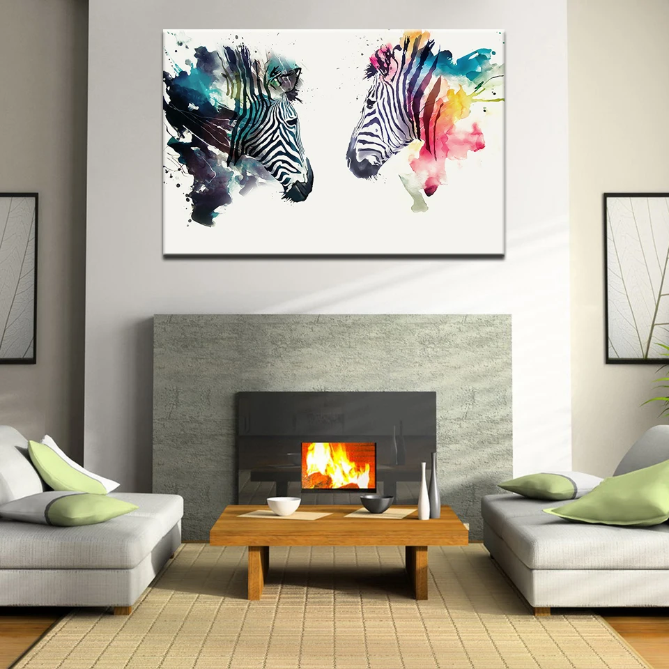 

Abstract Watercolor Zebra Flower Canvas Painting Wall Art Home Decor For Living Room Picture HD Print lovely Animal Horse Poster