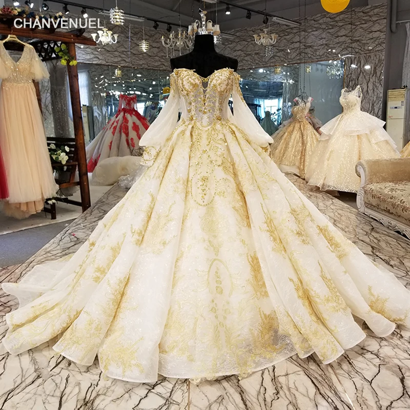 

LS39121 beautiful sweetheart wedding dress with lace flowers and long cape lantern long sleeve sexy off the shoulder bride gown