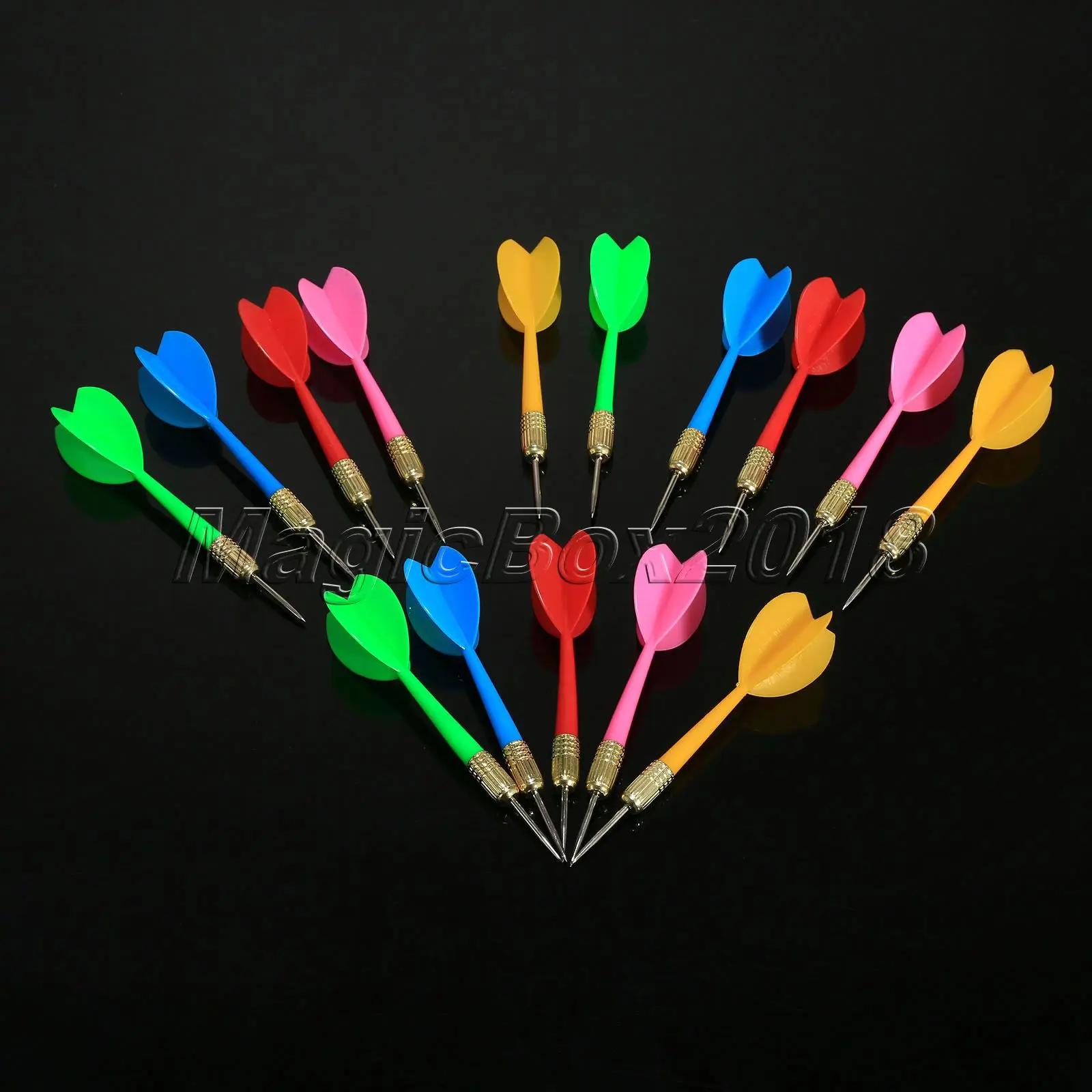 

15 Pcs (5 Sets) 6g Steel Needle Tip Darts Set With Iron Copper Plated Barrel & PVC Shaft & Nice Dart Flights 5 Colors Random