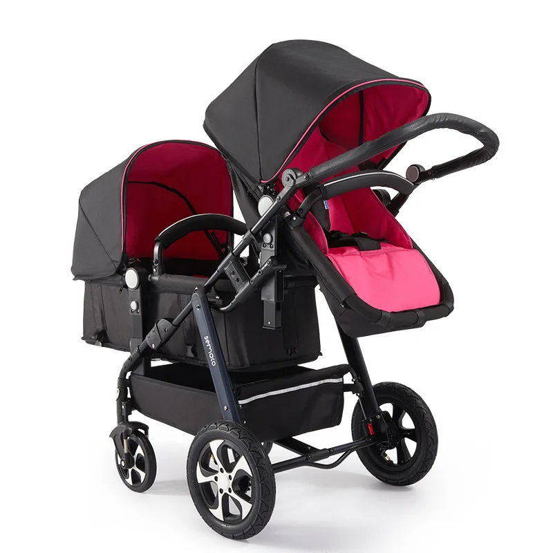 Double stroller portable twins strollers can sit can be folded baby stroller for newborns