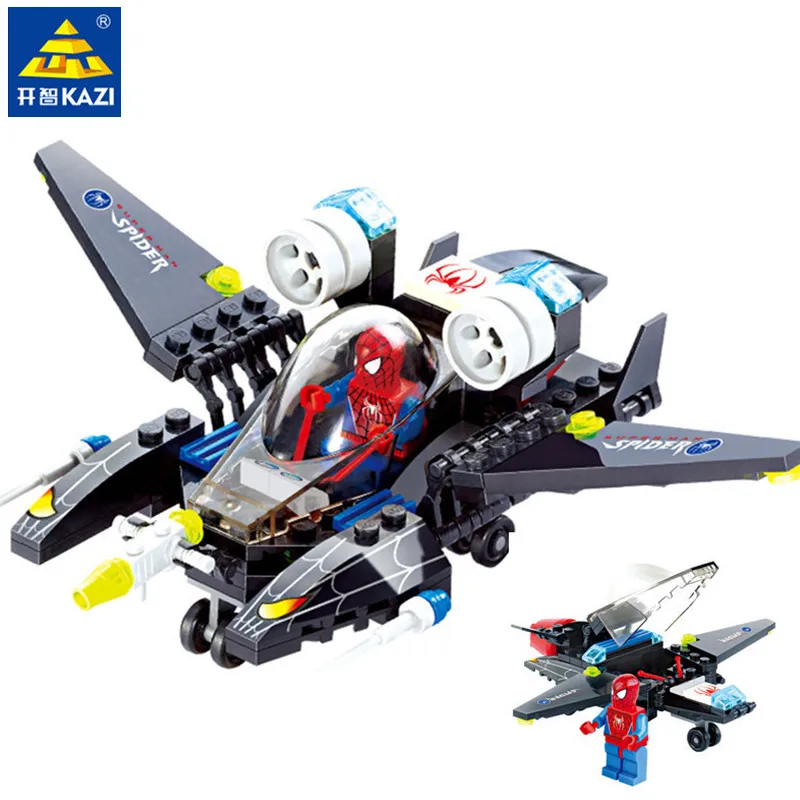 

112Pcs Spiderman Super Heroes Fighter Building Blocks Sets Compatible LegoINGLs Bricks Figures Educational Toys for Children