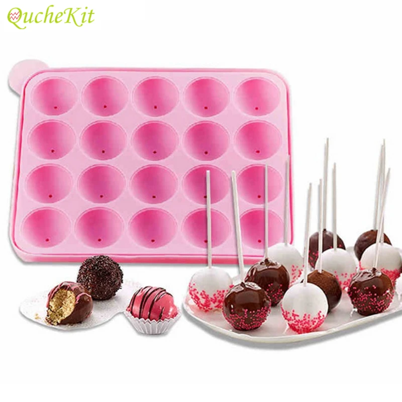 

20 Hole Silicone Cake Pop Mold Lollipop Ball Shaped Silicone Mold For Child Lolly Chocolate Cake Baking Ice Tray Mold