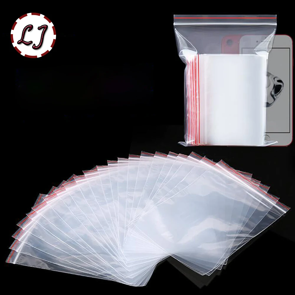 

100pcs/pack Jewelry Ziplock Zip Zipped Lock Reclosable Plastic Poly Clear Storage Bags Crafts Sewing Storage Thickness 0.12mm