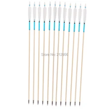 Longbowmaker 12PK White Printing Turkey Feathers Cedar Wood Target Practice Arrows WYT6