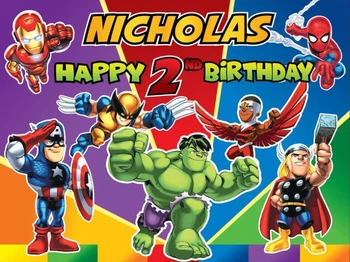 

custom hulkman spiderman captain america happy birthday baby child photo background photography backdrops quality vinyl