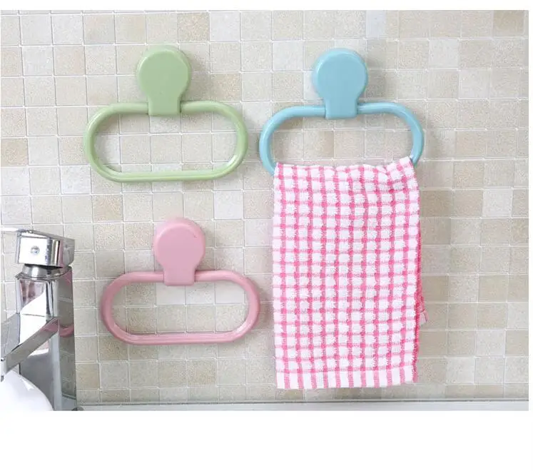 Self adhesive bathroom towel rack Wall mounted plastic Tower Holder