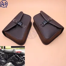 Motorcycle PU Leather Left Right Side Tool Pouch Saddle Bags Universal Fit for Harley Sportster Softail Fatboy Honda Kawasaki motorcycle saddlebag pu leather left saddle bag sissy bar bags storage tool pouch universal for honda shadow yamaha kawasaki