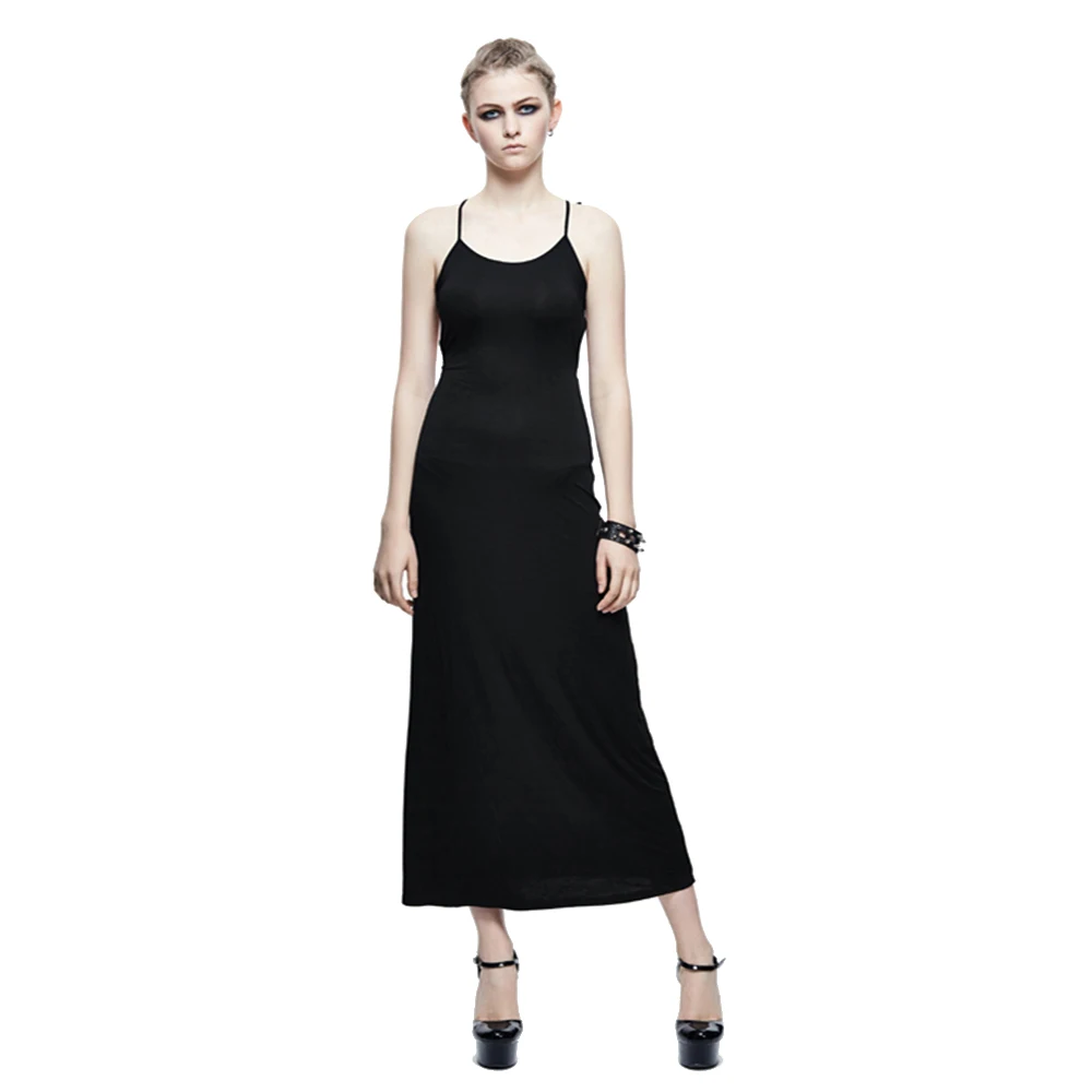 black cami slip dress