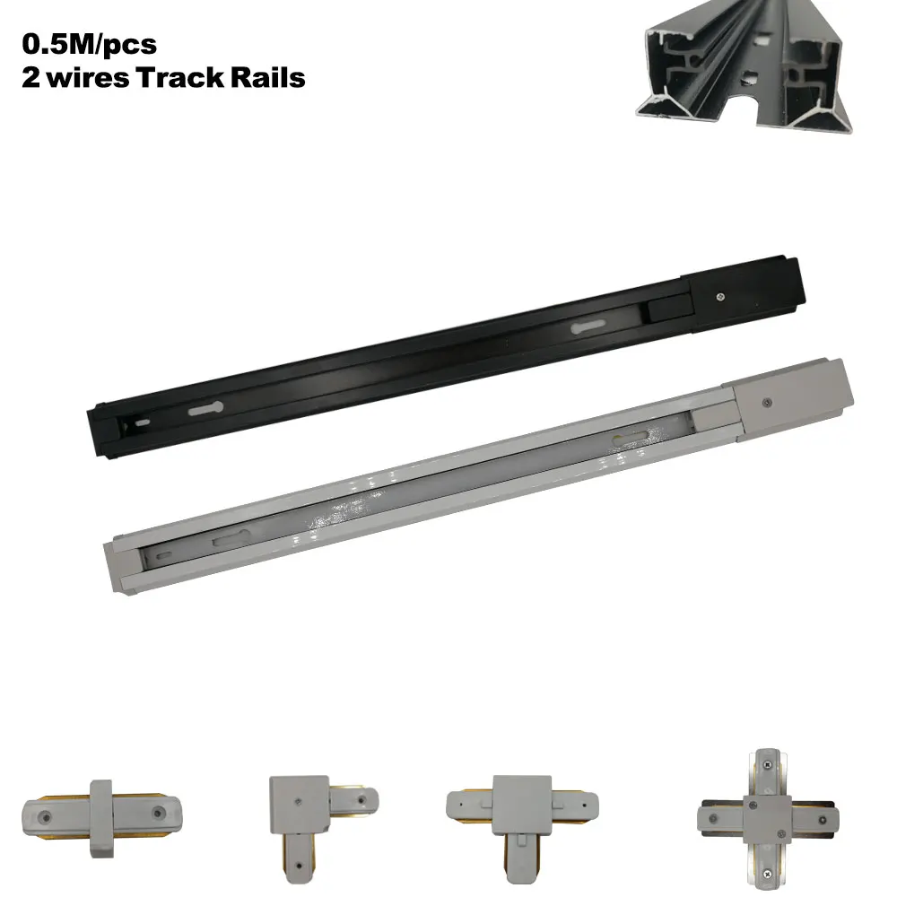 0.5M/Pcs 2 wires track rail with connector for led track light