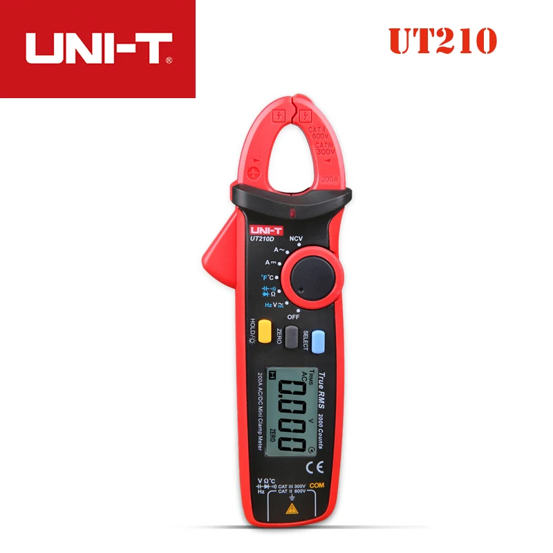 UNI T True RMS мини цифровой зажим UT210 клещи AC/DC Ток Напряжение Авто Диапазон VFC емкость