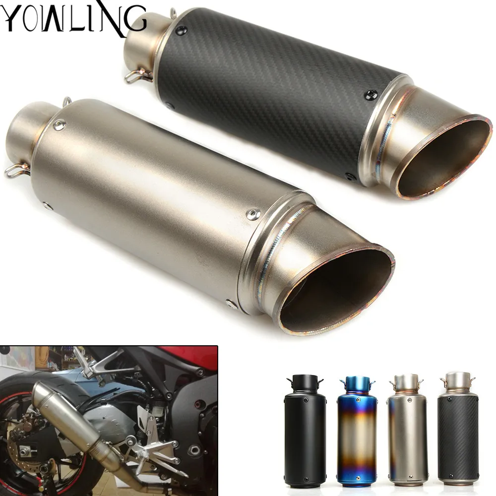 silver Carbon Fiber Bright car Exhaust Pipe Muffler Tip 2.48inch In 3.5 inch out