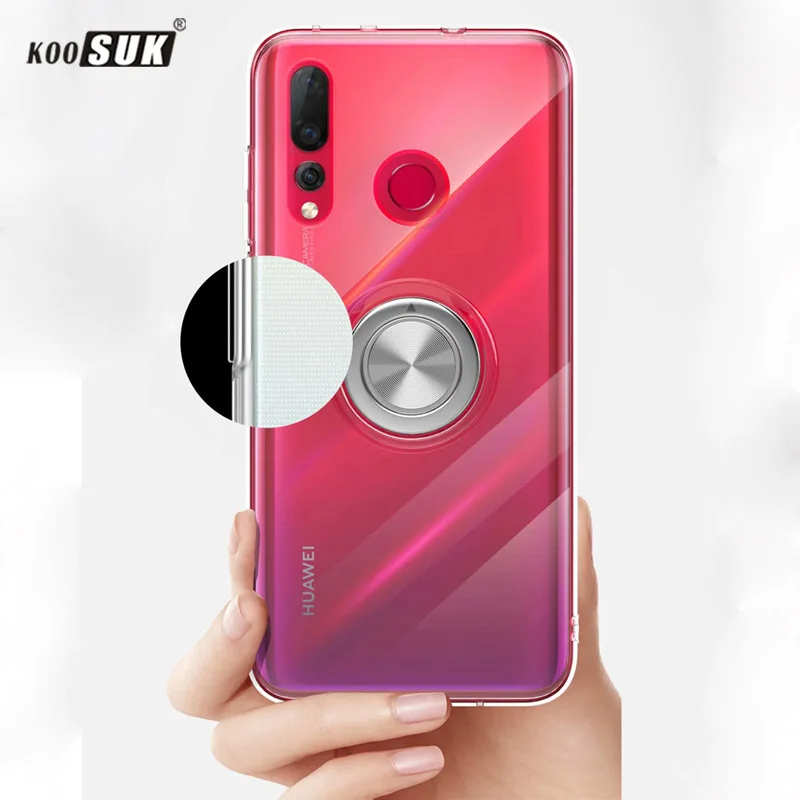 

Huawei Nova 4 Case Cover Luxury Transparent Soft Silicone TPU Protection Ring Magnetism For Huawei Nova4 Coque VCE-AL00,VCE-TL00