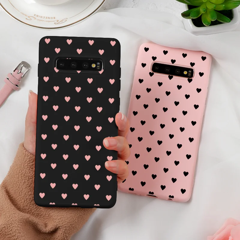 

Pink Love Heart Silicone Case For Samsung A70 Case A50 A7 A9 2018 S7 Edge S8 S9 S10 Plus J4 J6 A6 TPU Cover For Samsung Note 8 9