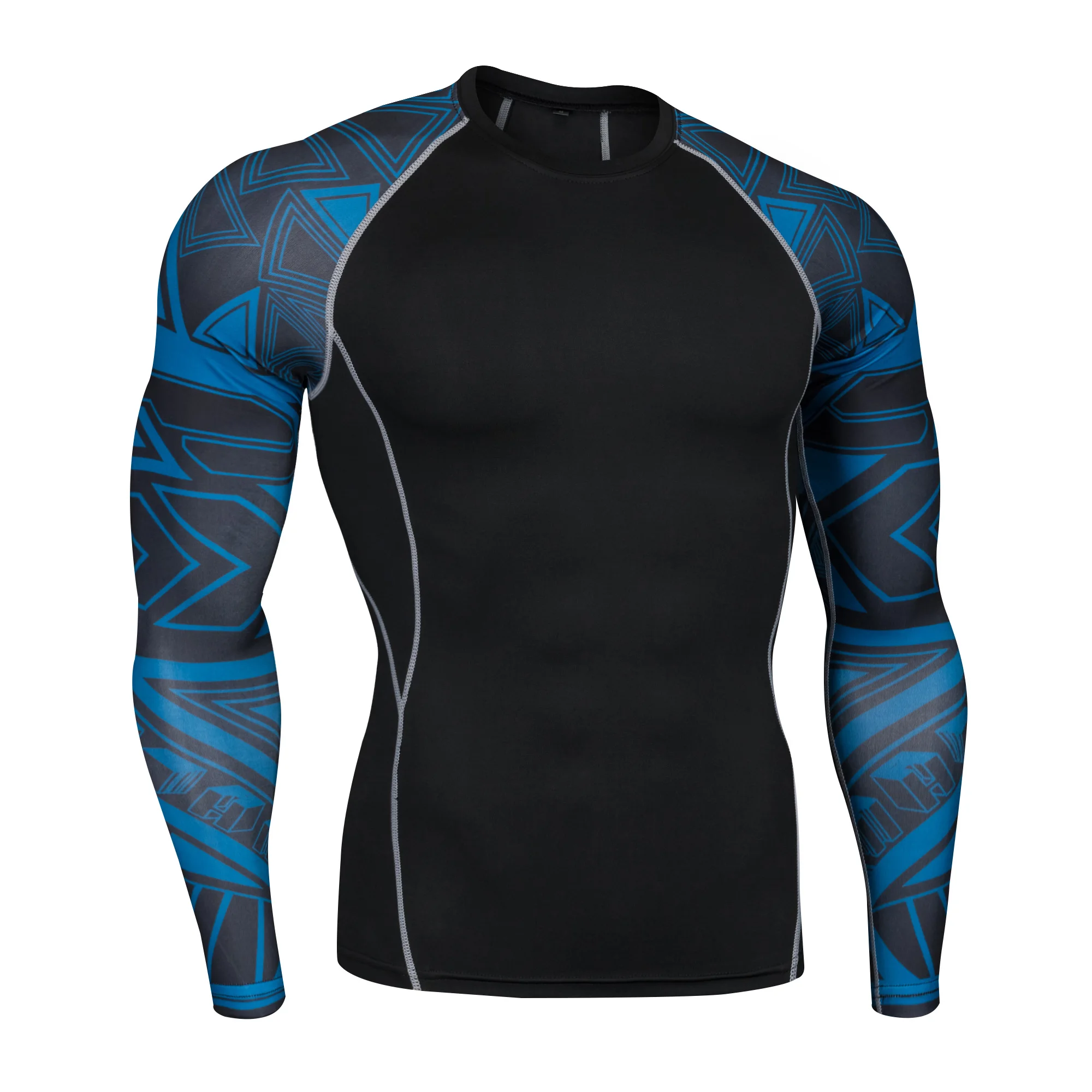 Мужская футболка для бега с принтом фитнес-рубашка гидрокостюм с длинным рукавом Топ Футболка для кроссфита быстросохнущие Компрессионные спортивные рубашки 4XL