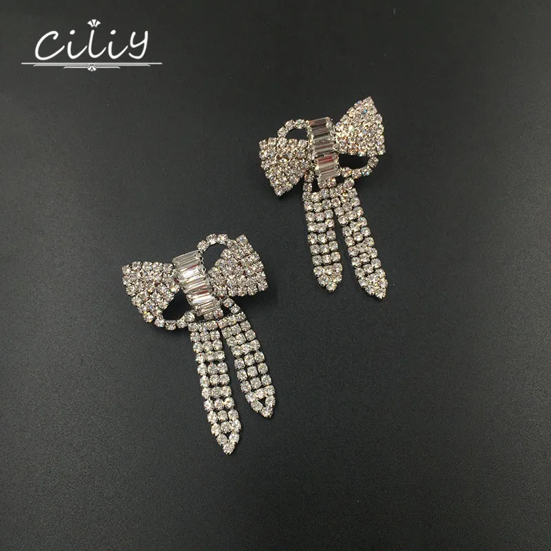Женские серьги в форме банта Ciliy из сплава с фианитами подвески S6710KLQ