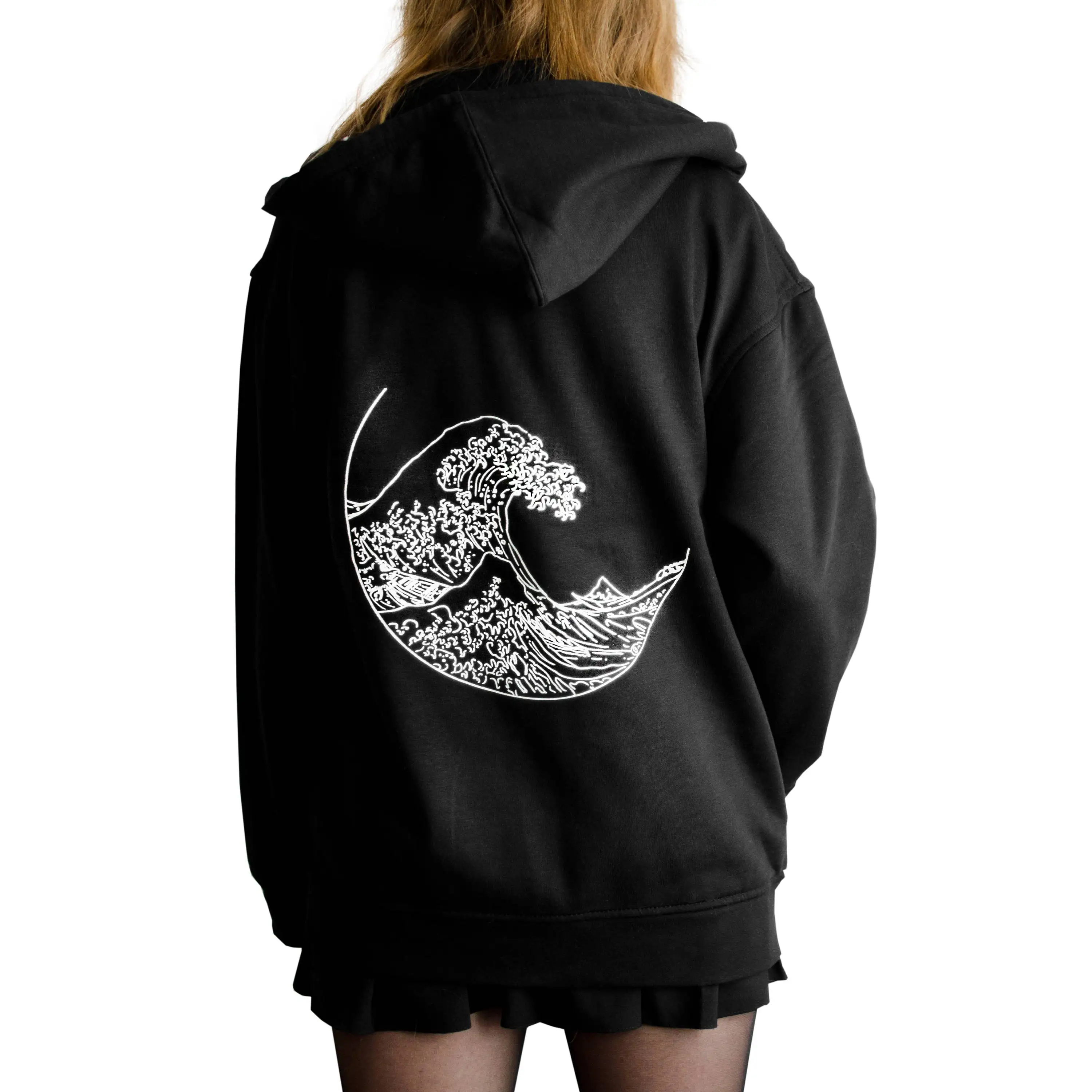 Hokusai The Great Wave Print Fashion Hoodie Women Sweatshirt Grunge