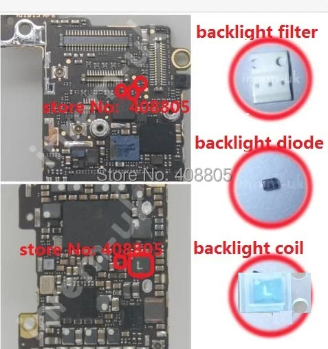 20 компл./лот для iPhone 5 5G 5C катушка со светодиодной подсветкой L3 + диод подсветки D1