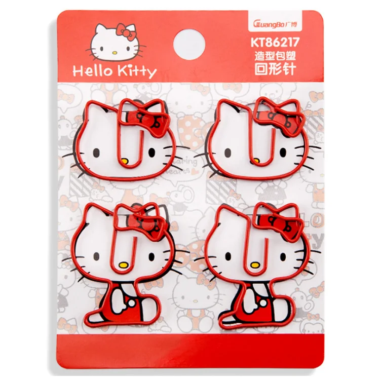 4 шт./упак. рисунок «Hello Kitty» мультфильм металлический Бумага клип креативная Закладка Украшение Аксессуары канцелярские принадлежности для школьных канцелярских товаров G41