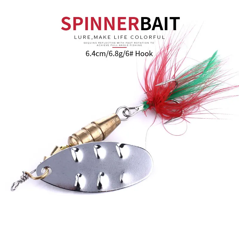 

NEWUP 1pcs 6.8g 64mm Metal spinner spoon Jigging Fishing Lure Isca Artificial Sequins Pesca wobbler Hard bait For Fishing tackle