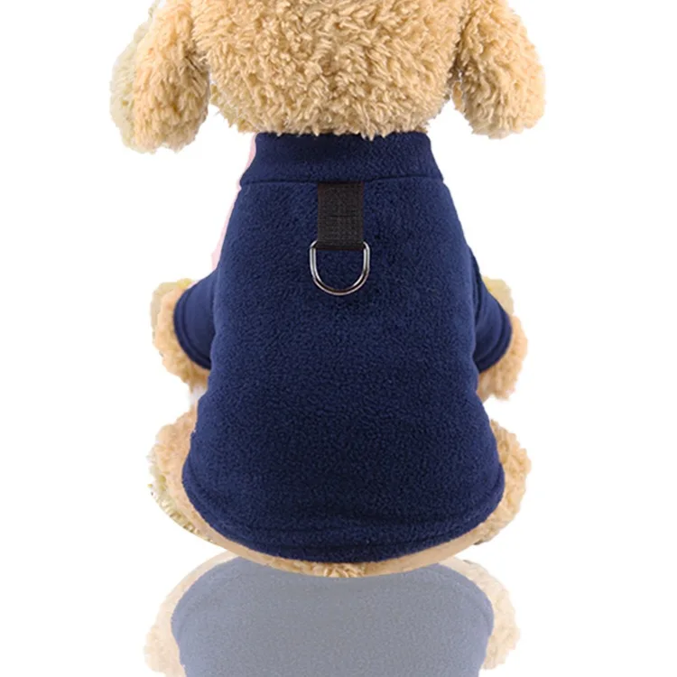 Сезон осень-зима; теплый флисовый, для питомца одежда с принтом в виде собак для маленькие собачки Чихуахуа Одежда для французских бульдогов Щенок Одежда для кошки Костюмы Пальто продукта - Цвет: Navy blue