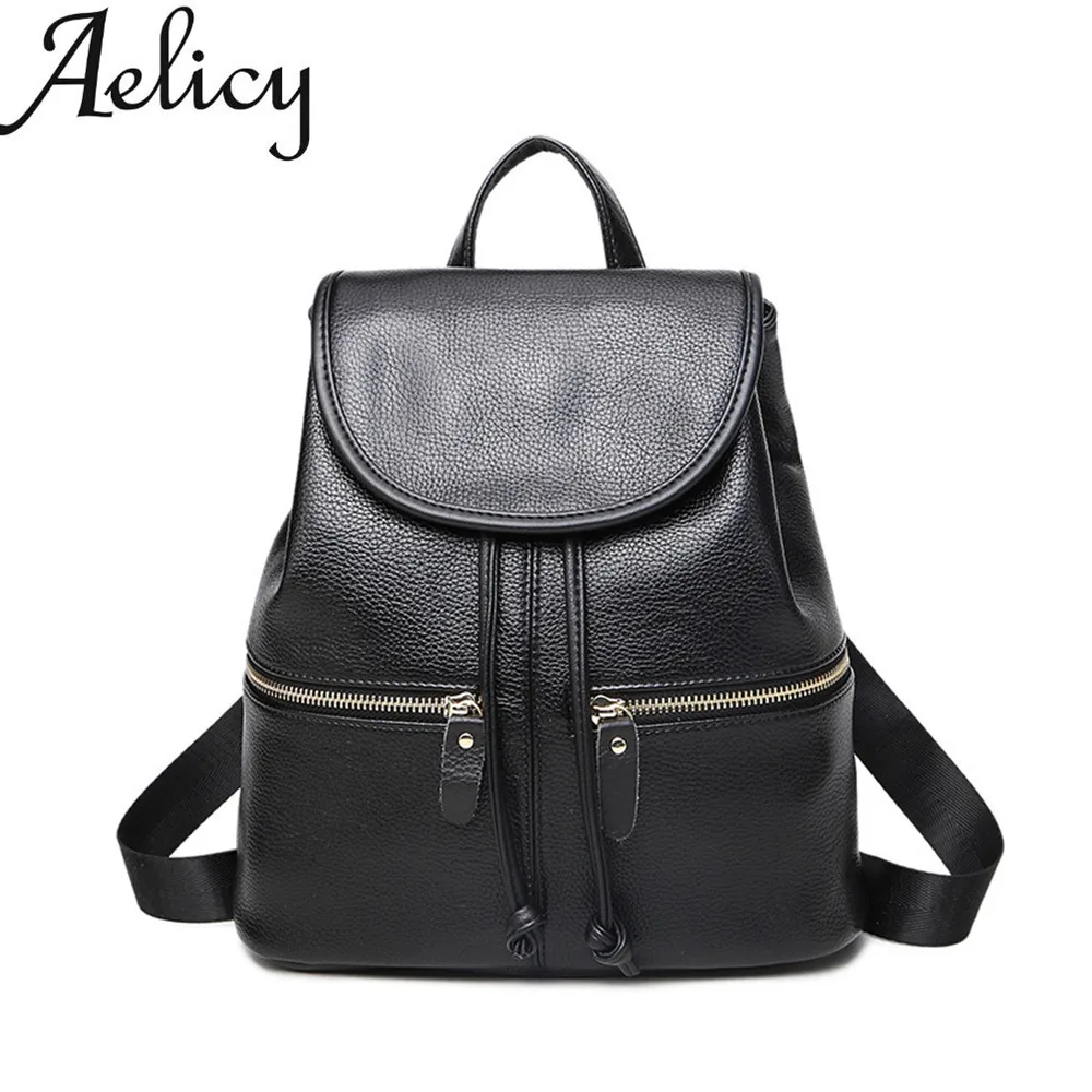 

Aelicy High Quality European and American Style Women Backpack Leather Backpacks for Girls Ladies Womem School Shoulder Bag