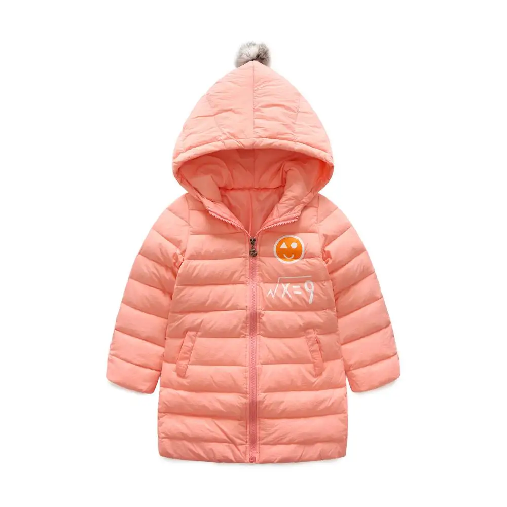 

Winter new boy and girl solid color down jacket in the child big child long section zipper hooded white duck down jacket