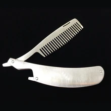 Нержавеющая сталь складной гребень Мужская Борода гребень мешки карманные гребни мини раскладные гребни