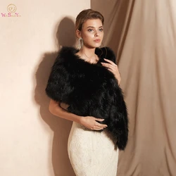 100% Real Pictures Black Party Evening Jacket Wrap Faux Fur Wedding Cape Winter Women Bolero Wrap Winter Shawl Stock 100% Real Pictures Black Party Evening Jacket Wrap Faux Fur Wedding Cape Winter Women Bolero Wrap Winter Shawl Stock