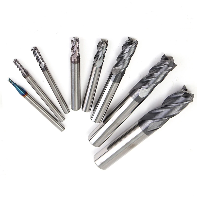8pcs 4 Flutes Carbide End Mill Set Mayitr Tungsten Steel HRC50 Hardness CNC Milling Cutter Tool 2/3/4/ 5/ 6/8/10/2mm Dia.
