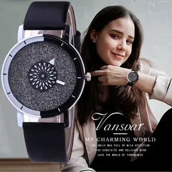 Vansvar для женщин часы Кварцевые бренд циферблат с уникальным дизайном часы кожа наручные Модные женские туфли кварцевые часы Relogio Feminino