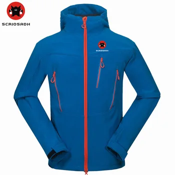 

SCRIOSADH Men Soft shell Waterproof Jacket Outdoor Camping Hiking Waterproof Keep Warm Fleece Coats Breathable Hiking Jacket