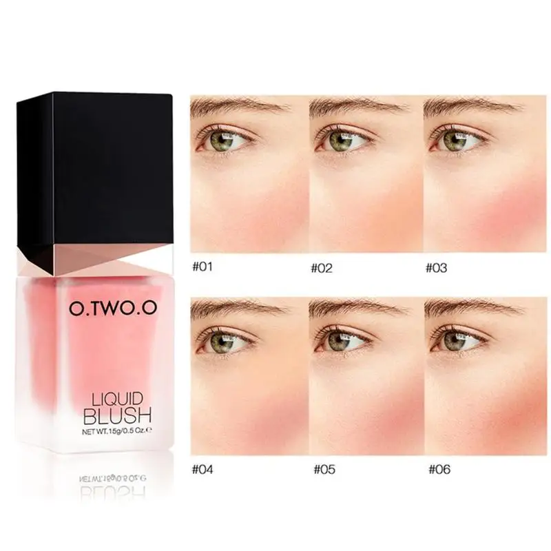 

O.TWO.O Makeup Liquid Blusher Sleek Silky Paleta De Blush Color Lasts Long 4 Color Natural Cheek Blush Face Contour Make Up Tool