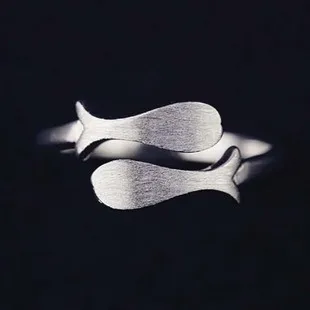 

Hot Charm 925 Sterling Silver Double Fish Rings for Women High Quality Adjust Free Size Girls Gift
