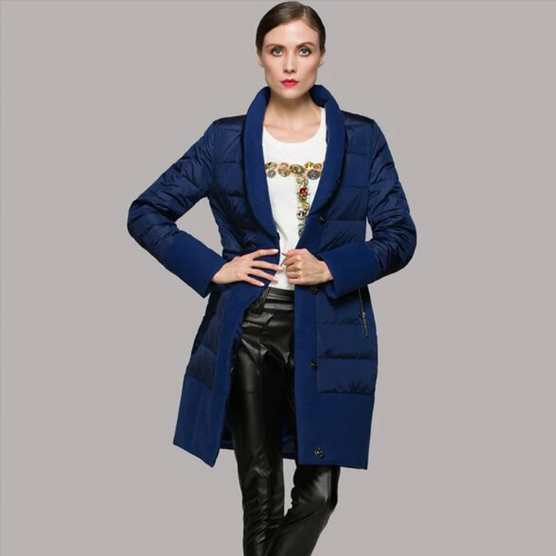 

High Quality New Fashion 2018 Winter Coat Women Single Breasted Long White Duck Down Parkas Coat Brand Slim Down Jacket