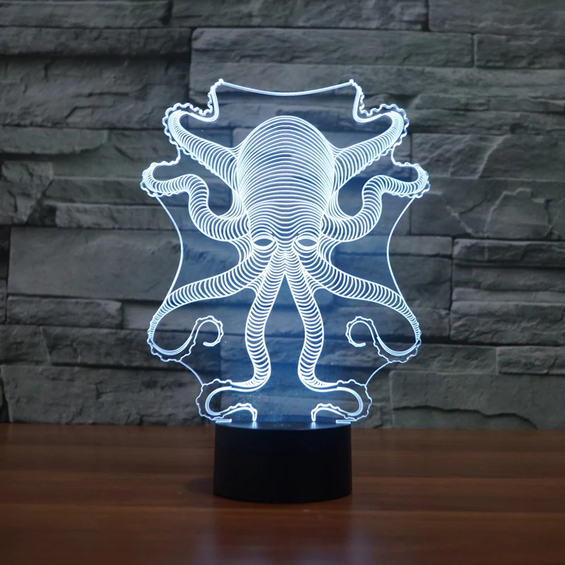 

2017 Octopus shape 3D optical touch USB LED lamp 7 Colors creative Changing Atmosphere cool toys