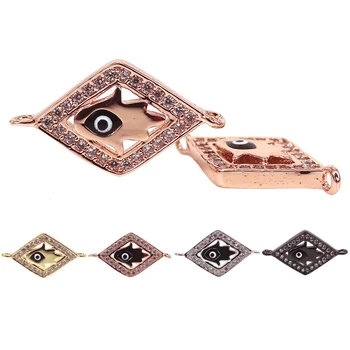 

New Gold Color Fatima Hand Beads Micro Pave CZ Zircon Hamsa Hand Connectors For Bracelet Making Islamic Jewelry DIY Findings