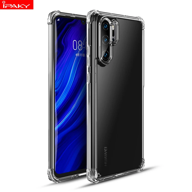 Чехол для Huawei P30 IPAKY задний бампер из ТПУ Гибридный прозрачный суперударопрочный