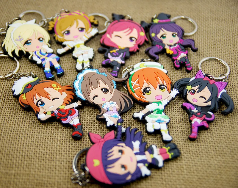 9 шт./лот LOVELIVE игрушки брелоки LOVE LIVE Doll Honoka kotory Umi Eli Nozomi Maki Rin Hanayo Nico фигурка кулон из
