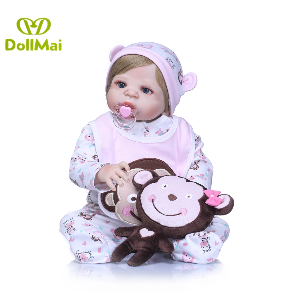 

Reborn baby dolls full silicone body dolls 22" bebes reborn girl dolls gift for child boneca reborn brinquedo menina