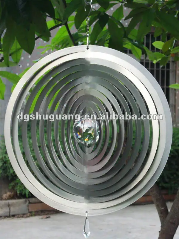 Wholesale stainless steel wind spinner silver spinner with crystal ball