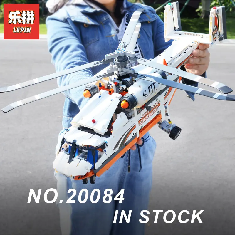 

LEPIN 20002 technic series Double rotor transport helicopter Model Building blocks Bricks Compatible LegoINGlys 42052 Boy toys