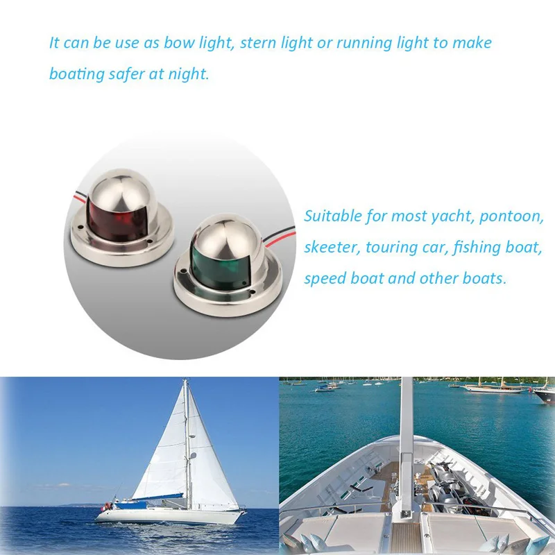 2X8 светодиодный морской лук яхты навигации носовой фонарь 12 V Нержавеющая сталь парусных сигнал лампы зеленый красный с винтами